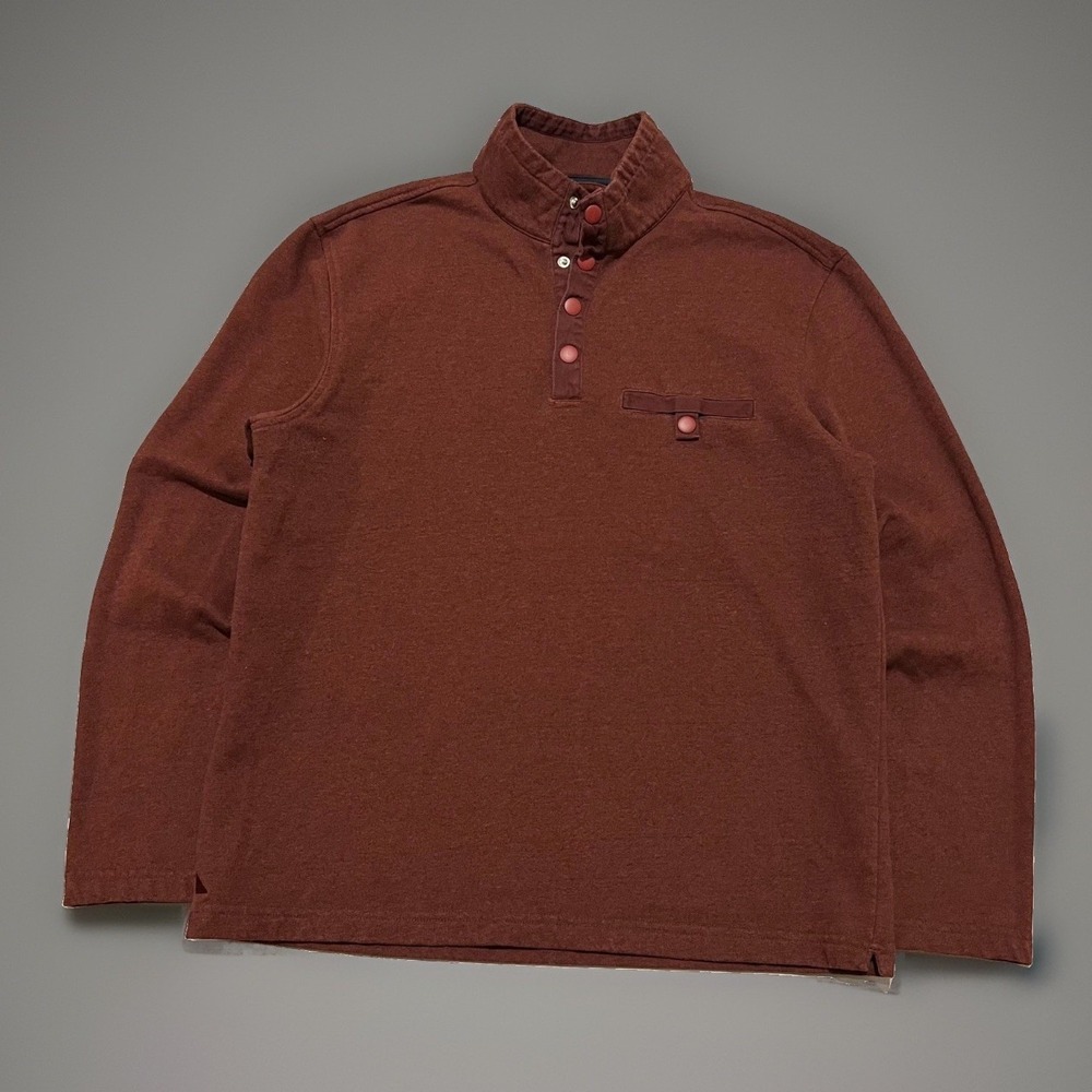 Untuckit Mens Brick Red Parkson Snap Fleece Mock Neck Pullover Sweater Size M